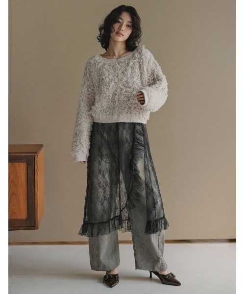 Re:EDIT（リエディ）の「[低身長サイズ有]レースフリルデザインキャミワンピース（ジャンパースカート・レディース・ホワイト/ブラック・SHORT/MEDIUM/LARGE）」の10枚目の写真