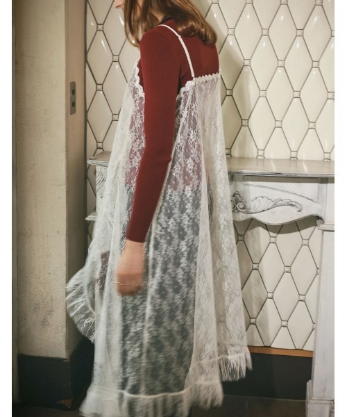 Re:EDIT（リエディ）の「[低身長サイズ有]レースフリルデザインキャミワンピース（ジャンパースカート・レディース・ホワイト/ブラック・SHORT/MEDIUM/LARGE）」の11枚目の写真