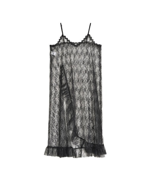 Re:EDIT（リエディ）の「[低身長サイズ有]レースフリルデザインキャミワンピース（ジャンパースカート・レディース・ホワイト/ブラック・SHORT/MEDIUM/LARGE）」の4枚目の写真