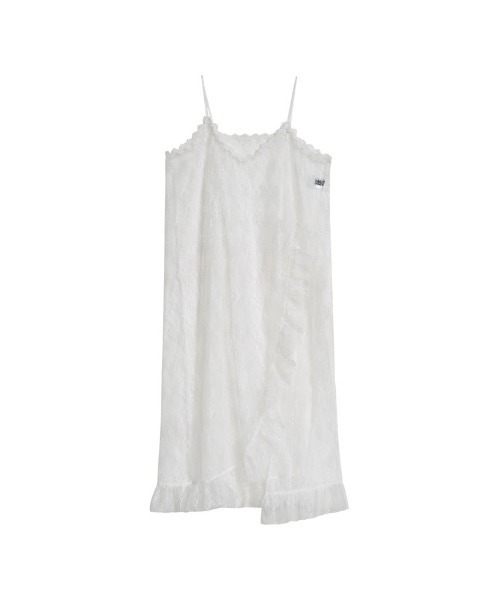 Re:EDIT（リエディ）の「[低身長サイズ有]レースフリルデザインキャミワンピース（ジャンパースカート・レディース・ホワイト/ブラック・SHORT/MEDIUM/LARGE）」の5枚目の写真