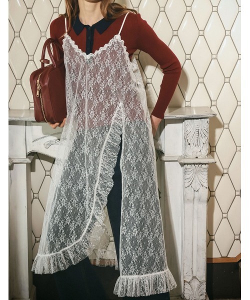 Re:EDIT（リエディ）の「[低身長サイズ有]レースフリルデザインキャミワンピース（ジャンパースカート・レディース・ホワイト/ブラック・SHORT/MEDIUM/LARGE）」の20枚目の写真