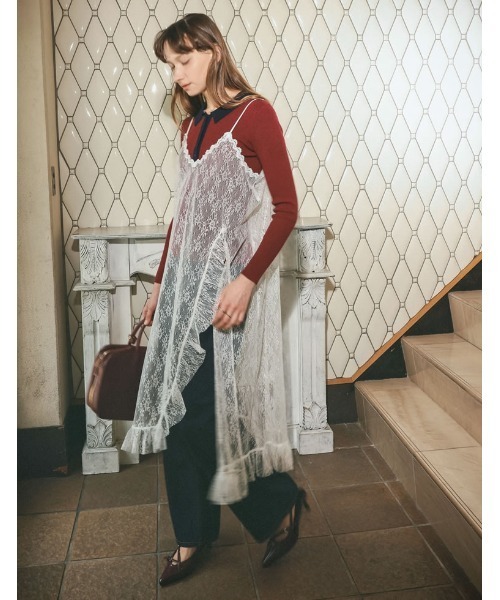 Re:EDIT（リエディ）の「[低身長サイズ有]レースフリルデザインキャミワンピース（ジャンパースカート・レディース・ホワイト/ブラック・SHORT/MEDIUM/LARGE）」の21枚目の写真