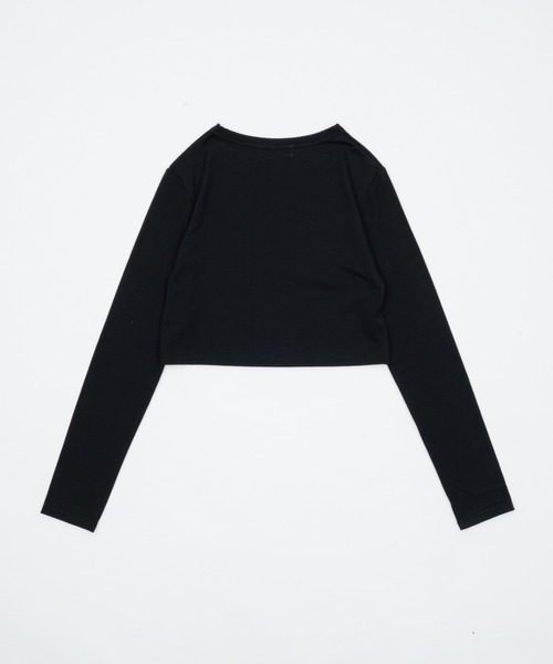 INTER FACTORY（インターファクトリー）の「樽井みか. - ラインストーンクロップドロンT　made in INTERFACTORY（Tシャツ/カットソー・レディース・ブラック/グレー・FREE）」の14枚目の写真