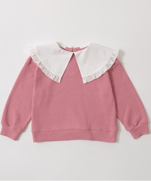 Lycee mine(リセマイン)の「【ふわふワッフル】フリル衿付きトップス(スウェット・キッズ・トップグレー/アイボリー/ブルーグレー/ピンク・100cm/110cm/120cm/130cm/140cm/150cm)」の6枚目の写真