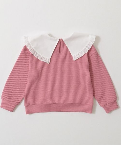 Lycee mine(リセマイン)の「【ふわふワッフル】フリル衿付きトップス(スウェット・キッズ・トップグレー/アイボリー/ブルーグレー/ピンク・100cm/110cm/120cm/130cm/140cm/150cm)」の7枚目の写真