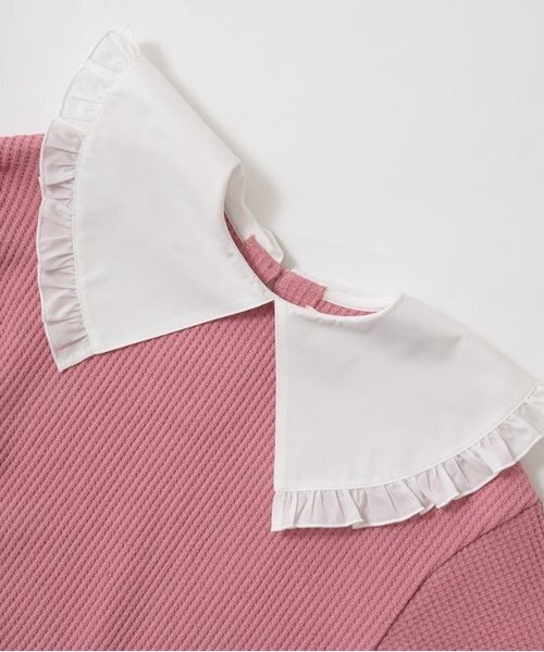 Lycee mine(リセマイン)の「【ふわふワッフル】フリル衿付きトップス(スウェット・キッズ・トップグレー/アイボリー/ブルーグレー/ピンク・100cm/110cm/120cm/130cm/140cm/150cm)」の8枚目の写真