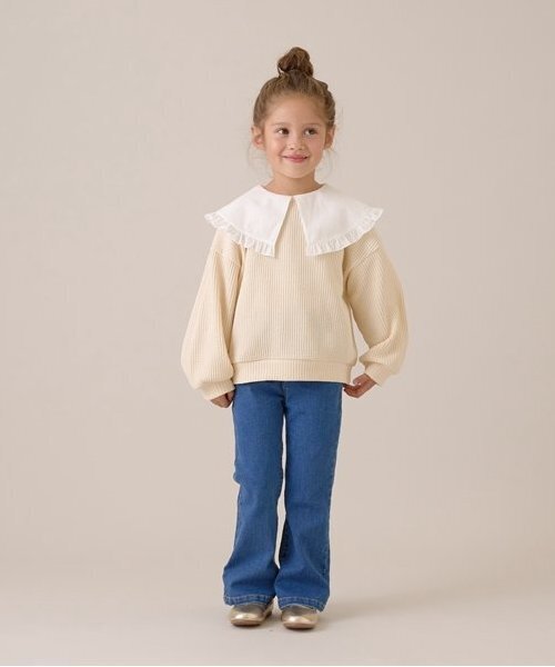 Lycee mine(リセマイン)の「【ふわふワッフル】フリル衿付きトップス(スウェット・キッズ・トップグレー/アイボリー/ブルーグレー/ピンク・100cm/110cm/120cm/130cm/140cm/150cm)」の13枚目の写真