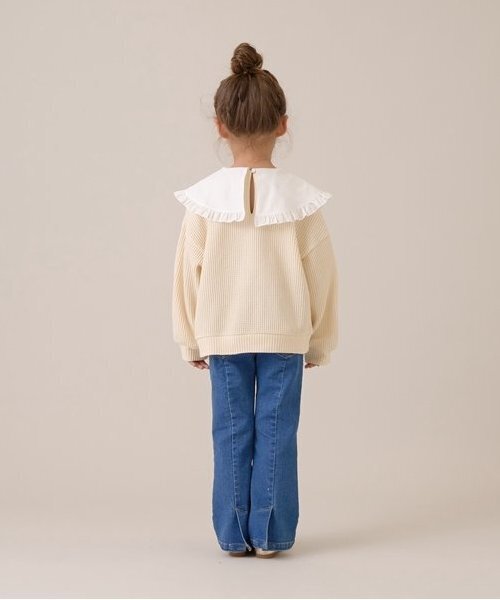 セール】【ふわふワッフル】フリル衿付きトップス（スウェット