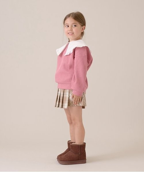 Lycee mine(リセマイン)の「【ふわふワッフル】フリル衿付きトップス(スウェット・キッズ・トップグレー/アイボリー/ブルーグレー/ピンク・100cm/110cm/120cm/130cm/140cm/150cm)」の17枚目の写真
