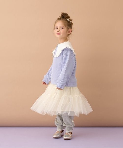 Lycee mine(リセマイン)の「【ふわふワッフル】フリル衿付きトップス(スウェット・キッズ・トップグレー/アイボリー/ブルーグレー/ピンク・100cm/110cm/120cm/130cm/140cm/150cm)」の18枚目の写真