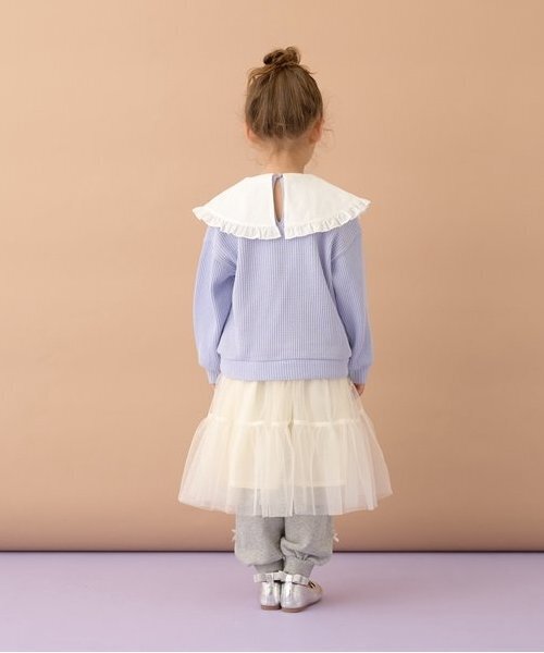 Lycee mine(リセマイン)の「【ふわふワッフル】フリル衿付きトップス(スウェット・キッズ・トップグレー/アイボリー/ブルーグレー/ピンク・100cm/110cm/120cm/130cm/140cm/150cm)」の19枚目の写真