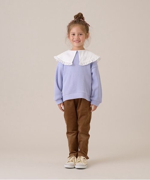 Lycee mine(リセマイン)の「【ふわふワッフル】フリル衿付きトップス(スウェット・キッズ・トップグレー/アイボリー/ブルーグレー/ピンク・100cm/110cm/120cm/130cm/140cm/150cm)」の20枚目の写真