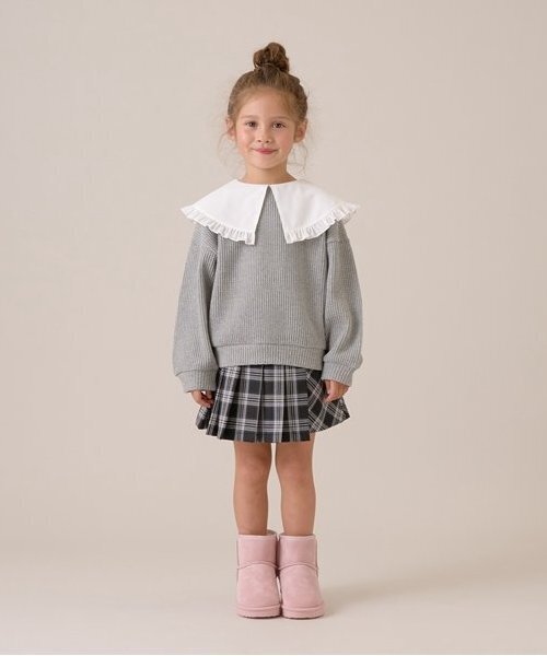 Lycee mine(リセマイン)の「【ふわふワッフル】フリル衿付きトップス(スウェット・キッズ・トップグレー/アイボリー/ブルーグレー/ピンク・100cm/110cm/120cm/130cm/140cm/150cm)」の21枚目の写真