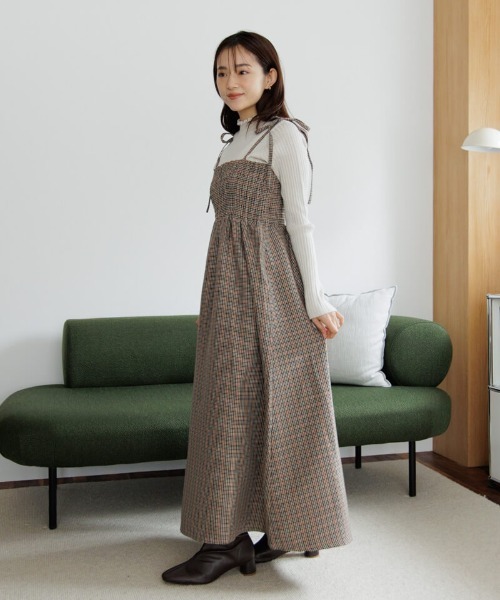 flower（フラワー）の「ナチュラルチェックワンピース（ワンピース・レディース・ブラウン/ベージュ・FREE）」の18枚目の写真
