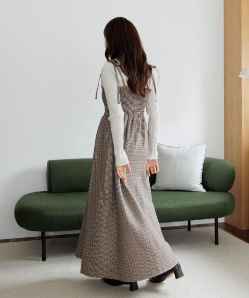 flower（フラワー）の「ナチュラルチェックワンピース（ワンピース・レディース・ブラウン/ベージュ・FREE）」の19枚目の写真