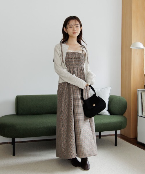 flower（フラワー）の「ナチュラルチェックワンピース（ワンピース・レディース・ブラウン/ベージュ・FREE）」の21枚目の写真