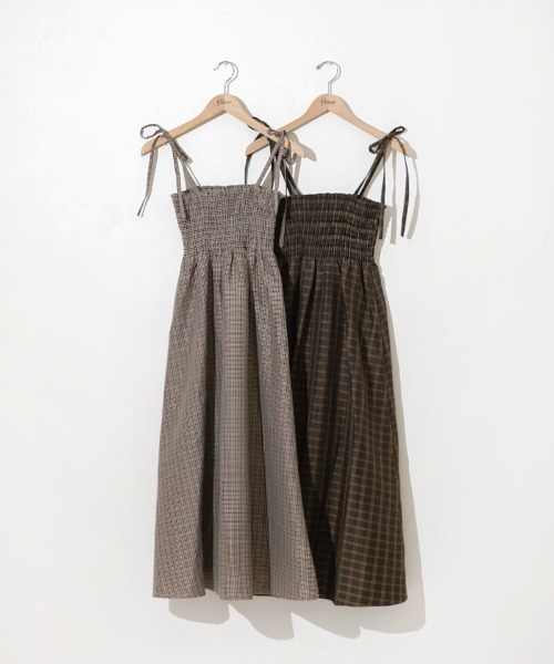 flower（フラワー）の「ナチュラルチェックワンピース（ワンピース・レディース・ブラウン/ベージュ・FREE）」の16枚目の写真