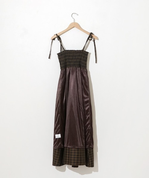 flower（フラワー）の「ナチュラルチェックワンピース（ワンピース・レディース・ブラウン/ベージュ・FREE）」の9枚目の写真