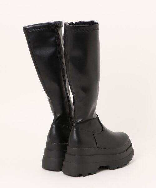セール】厚底トリプルソール ストレッチ フィット ロング ブーツ 2895