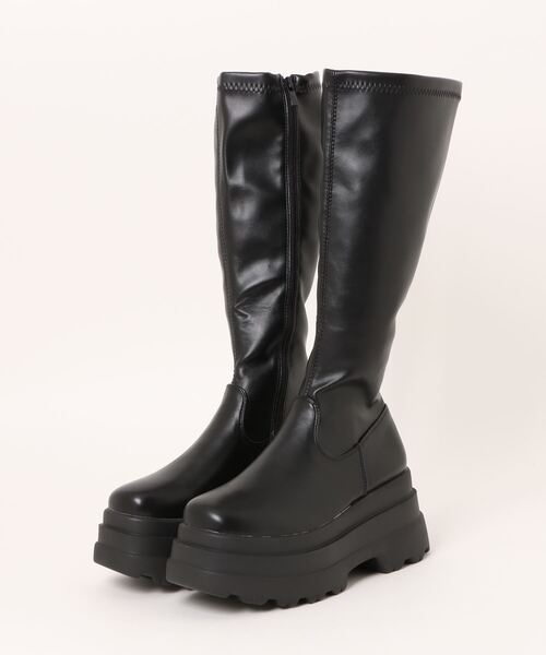 Shoes in Closet(シューズインクローゼット)の「厚底トリプルソール ストレッチ フィット ロング ブーツ 2895(ブーツ・レディース・ブラック/ダークブラウン・LL/L/M/S)」の7枚目の写真