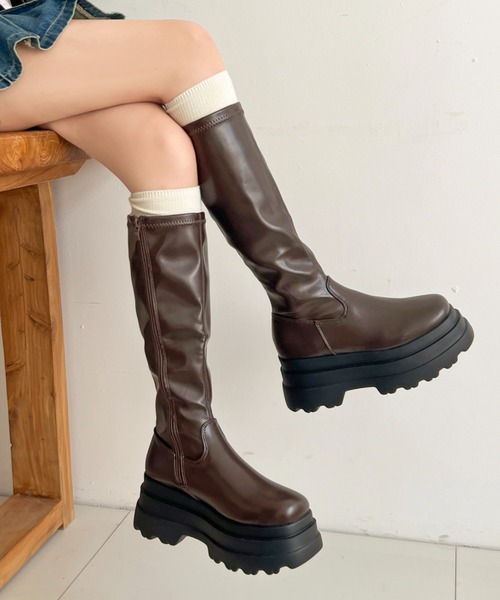 Shoes in Closet(シューズインクローゼット)の「厚底トリプルソール ストレッチ フィット ロング ブーツ 2895(ブーツ・レディース・ブラック/ダークブラウン・LL/L/M/S)」の21枚目の写真