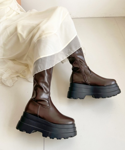 Shoes in Closet(シューズインクローゼット)の「厚底トリプルソール ストレッチ フィット ロング ブーツ 2895(ブーツ・レディース・ブラック/ダークブラウン・LL/L/M/S)」の17枚目の写真