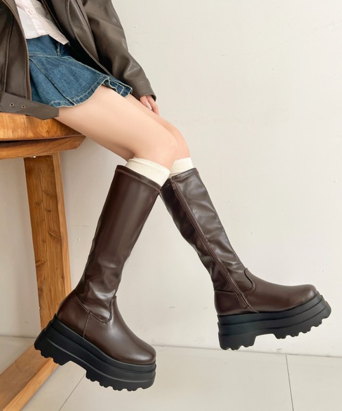 Shoes in Closet −シュークロ−（Shoes in Closet ）/厚底 トリプルソールストレッチ ロングブーツ 厚底トリプルソール ストレッチ フィット ロング ブーツ 2895（ブーツ