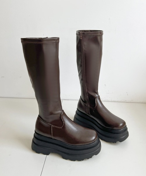 Shoes in Closet(シューズインクローゼット)の「厚底トリプルソール ストレッチ フィット ロング ブーツ 2895(ブーツ・レディース・ブラック/ダークブラウン・LL/L/M/S)」の16枚目の写真