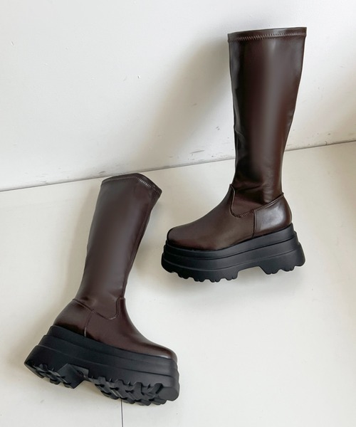 Shoes in Closet(シューズインクローゼット)の「厚底トリプルソール ストレッチ フィット ロング ブーツ 2895(ブーツ・レディース・ブラック/ダークブラウン・LL/L/M/S)」の15枚目の写真