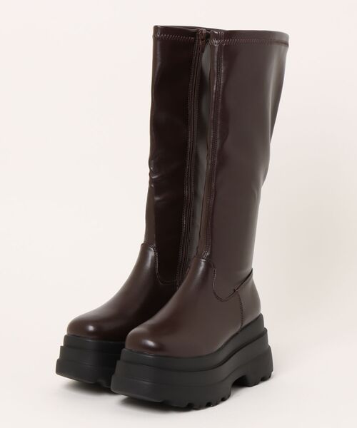 Shoes in Closet(シューズインクローゼット)の「厚底トリプルソール ストレッチ フィット ロング ブーツ 2895(ブーツ・レディース・ブラック/ダークブラウン・LL/L/M/S)」の9枚目の写真