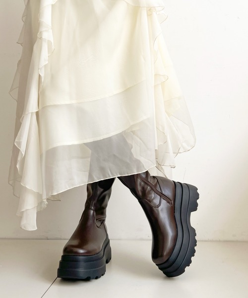 Shoes in Closet(シューズインクローゼット)の「厚底トリプルソール ストレッチ フィット ロング ブーツ 2895(ブーツ・レディース・ブラック/ダークブラウン・LL/L/M/S)」の18枚目の写真