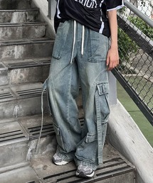 DEFLEXTION | 【DEFLEXTION / ディフレクション】Wash denim baggy cargo pants / ウォッシュデニム バギーカーゴパンツ(デニムパンツ)