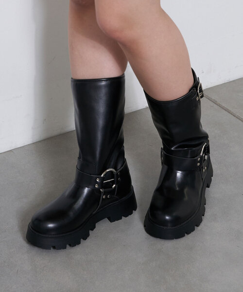 CIAOPANIC(チャオパニック)の「エンジニアミドルブーツ(ブーツ・レディース・ブラック・SMALL/MEDIUM/LARGE/X-LARGE)」の3枚目の写真