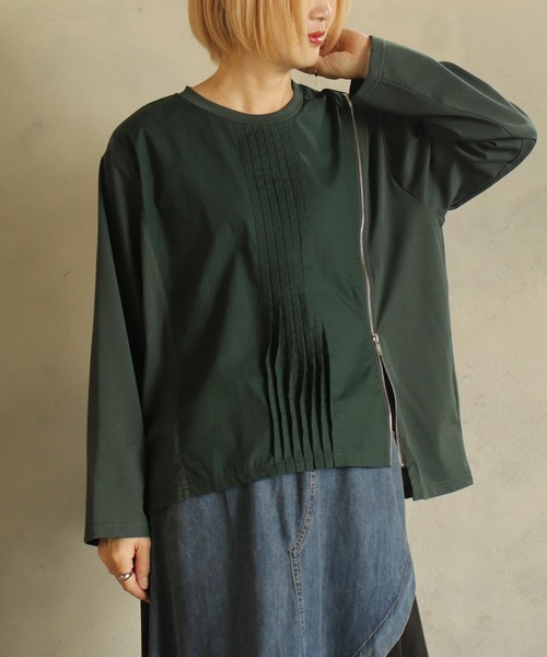 【新品タグ付き】BITTOKO ビットコ異素材ZIPプルオーバー セール】異素材ZIPプルオーバー（Tシャツ/カットソー）｜BITTOKO