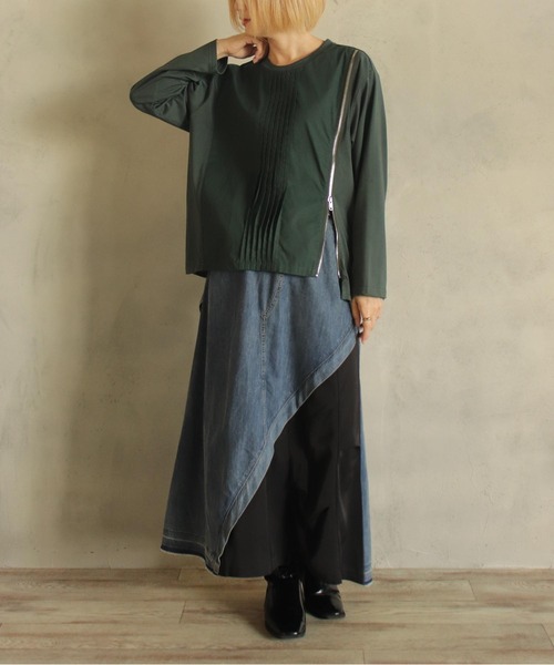 【セール】異素材ZIPプルオーバー（Tシャツ/カットソー）｜BITTOKO（ビットコ）