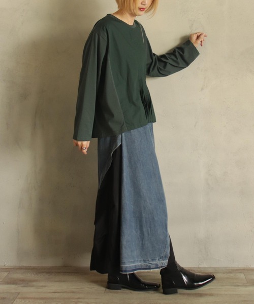 【セール】異素材ZIPプルオーバー（Tシャツ/カットソー）｜BITTOKO（ビットコ）