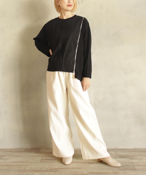 【セール】異素材ZIPプルオーバー（Tシャツ/カットソー）｜BITTOKO（ビットコ）