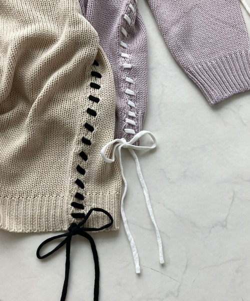 AS KNOW AS plus(アズノゥアズプラス)の「◇配色ハンドステッチニットプルオーバー(ニット/セーター・レディース・アイボリー系/ピンク系/ブラック系/ブルー系・FREE)」の13枚目の写真