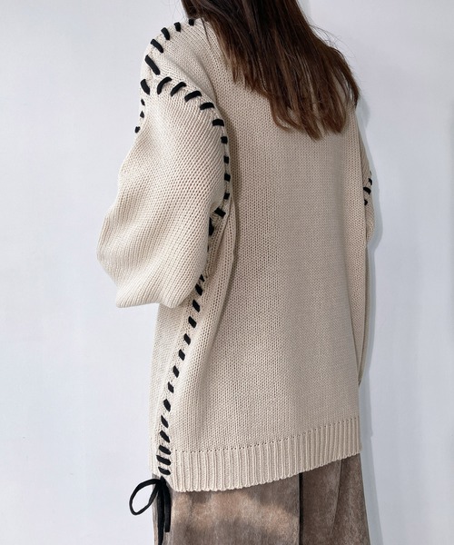 AS KNOW AS plus(アズノゥアズプラス)の「◇配色ハンドステッチニットプルオーバー(ニット/セーター・レディース・アイボリー系/ピンク系/ブラック系/ブルー系・FREE)」の18枚目の写真