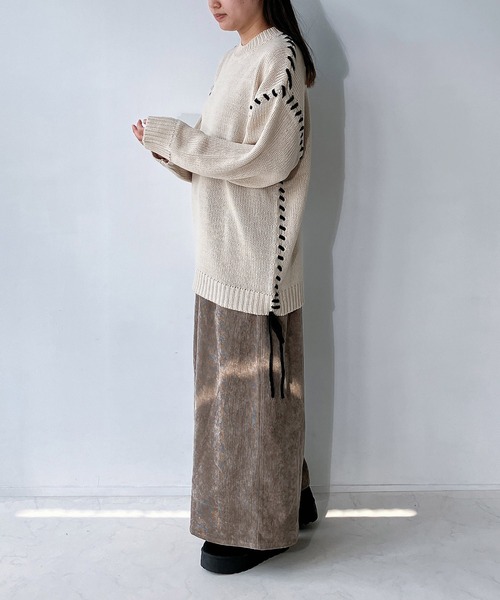 AS KNOW AS plus(アズノゥアズプラス)の「◇配色ハンドステッチニットプルオーバー(ニット/セーター・レディース・アイボリー系/ピンク系/ブラック系/ブルー系・FREE)」の20枚目の写真