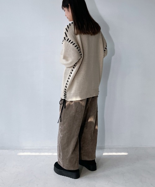 AS KNOW AS plus(アズノゥアズプラス)の「◇配色ハンドステッチニットプルオーバー(ニット/セーター・レディース・アイボリー系/ピンク系/ブラック系/ブルー系・FREE)」の21枚目の写真