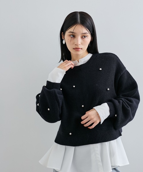 VIS(ビス)の「【WEB/ルミネ店限定】パールボタンニットプルオーバー(ニット/セーター・レディース・キナリ/ブラック/グレー・FREE)」の11枚目の写真