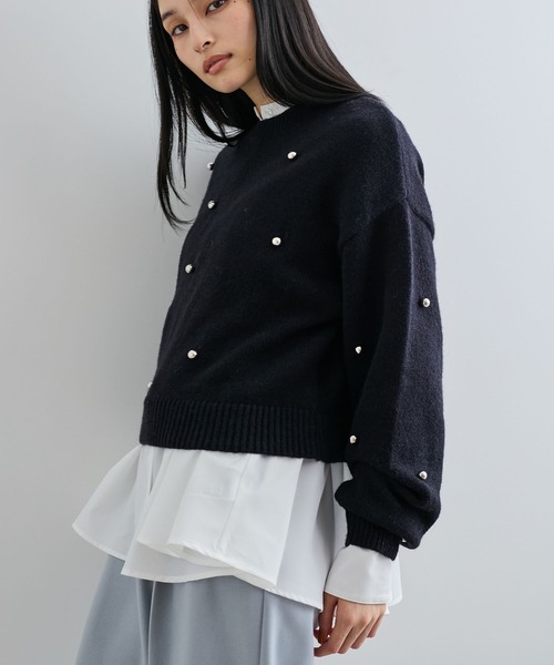 VIS(ビス)の「【WEB/ルミネ店限定】パールボタンニットプルオーバー(ニット/セーター・レディース・キナリ/ブラック/グレー・FREE)」の12枚目の写真