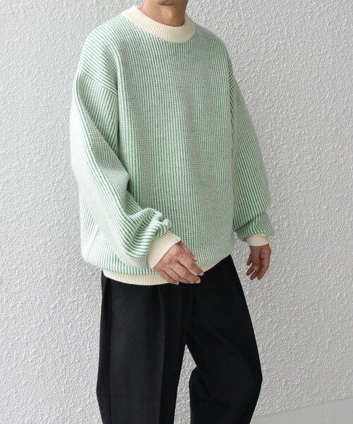 美品 ◆ SHIPS シップス　定価2,5万　ニット　ウール　ヤク　グリーン セール】WRAPINKNOT:シアー トップス（ニット/セーター）｜SHIPS