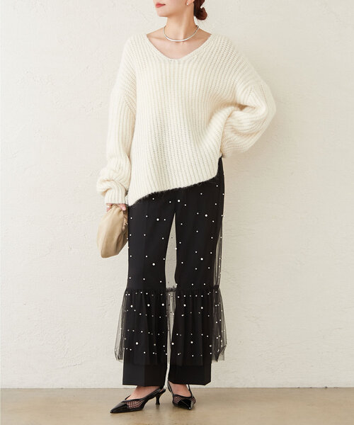 GALLARDAGALANTE（ガリャルダガランテ）の「ビジューシアースカート（スカート・レディース・ブラック・FREE）」の2枚目の写真