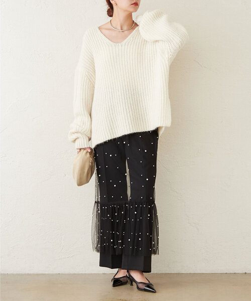 GALLARDAGALANTE（ガリャルダガランテ）の「ビジューシアースカート（スカート・レディース・ブラック・FREE）」の3枚目の写真