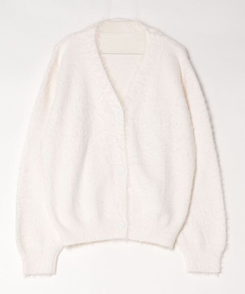 Mela(メラ)の「Vneck SHAGGY CARDIGAN(カーディガン/ボレロ・レディース・ホワイト/ライトグレー/ブラック/グレー/ベージュ・FREE)」の6枚目の写真