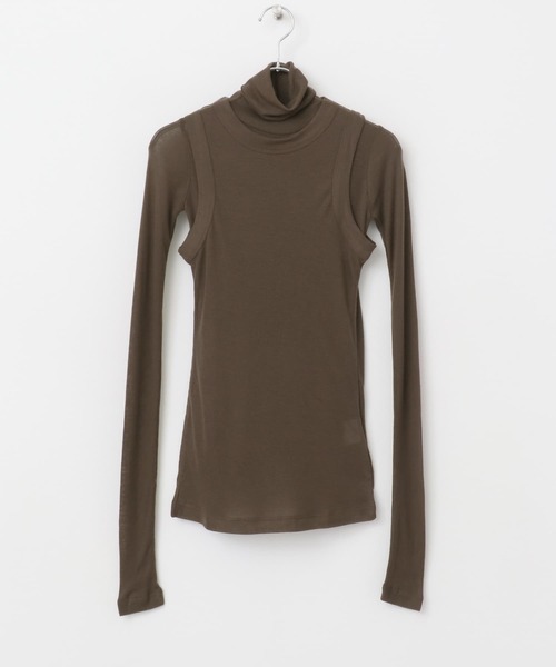 URBAN RESEARCH ROSSO WOMEN(アーバンリサーチ ロッソ)の「le WOOL LAYERD TURTLE-NECK TOP(Tシャツ/カットソー・レディース・ブラウン/アイボリー/ブラック・FREE)」の18枚目の写真