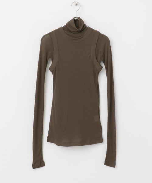 URBAN RESEARCH ROSSO WOMEN(アーバンリサーチ ロッソ)の「le WOOL LAYERD TURTLE-NECK TOP(Tシャツ/カットソー・レディース・ブラウン/アイボリー/ブラック・FREE)」の4枚目の写真