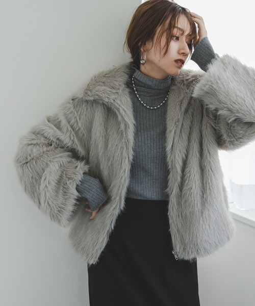 bohmal（ボマール）の「ファーシャギージャケットアウター（その他アウター・レディース・ベージュ/チャコールグレー/ブラック・MEDIUM）」の3枚目の写真